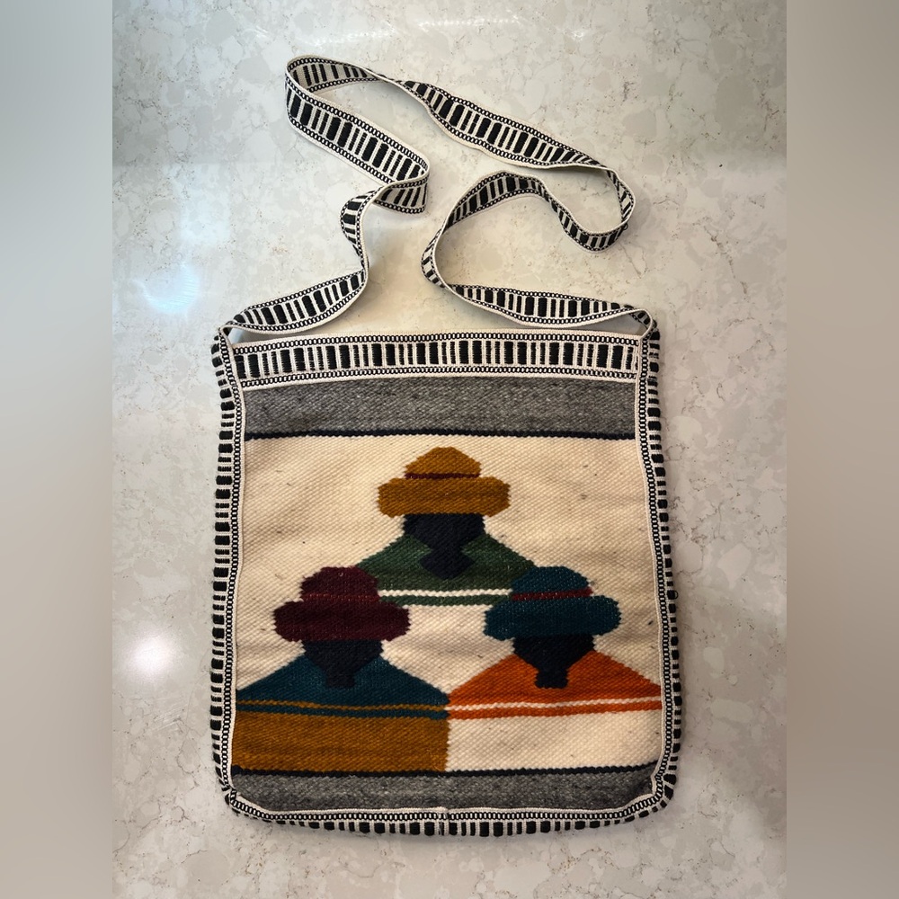 Crossbody Bag Handmade Artisan Ecuador  Wool Woven Multi Colored Purse Handbag